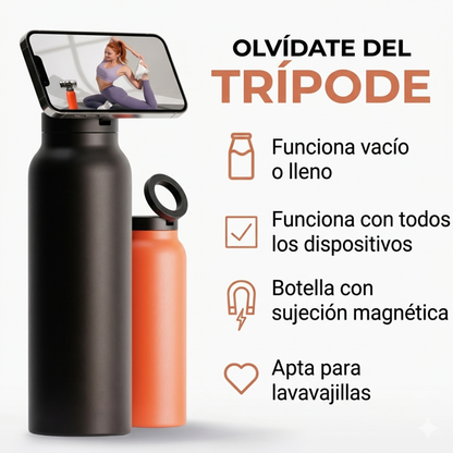 Botella de agua con soporte magnético